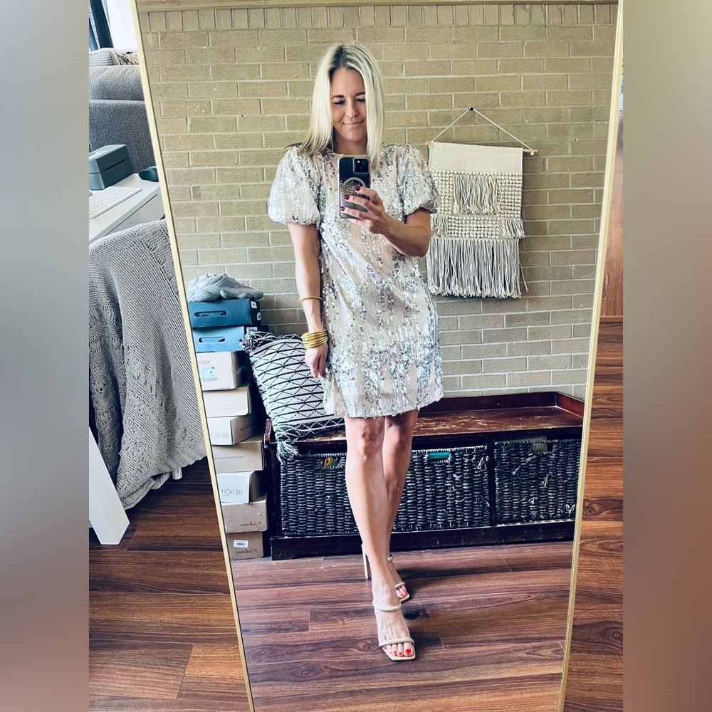 THML Silver Sequin Mini Dress